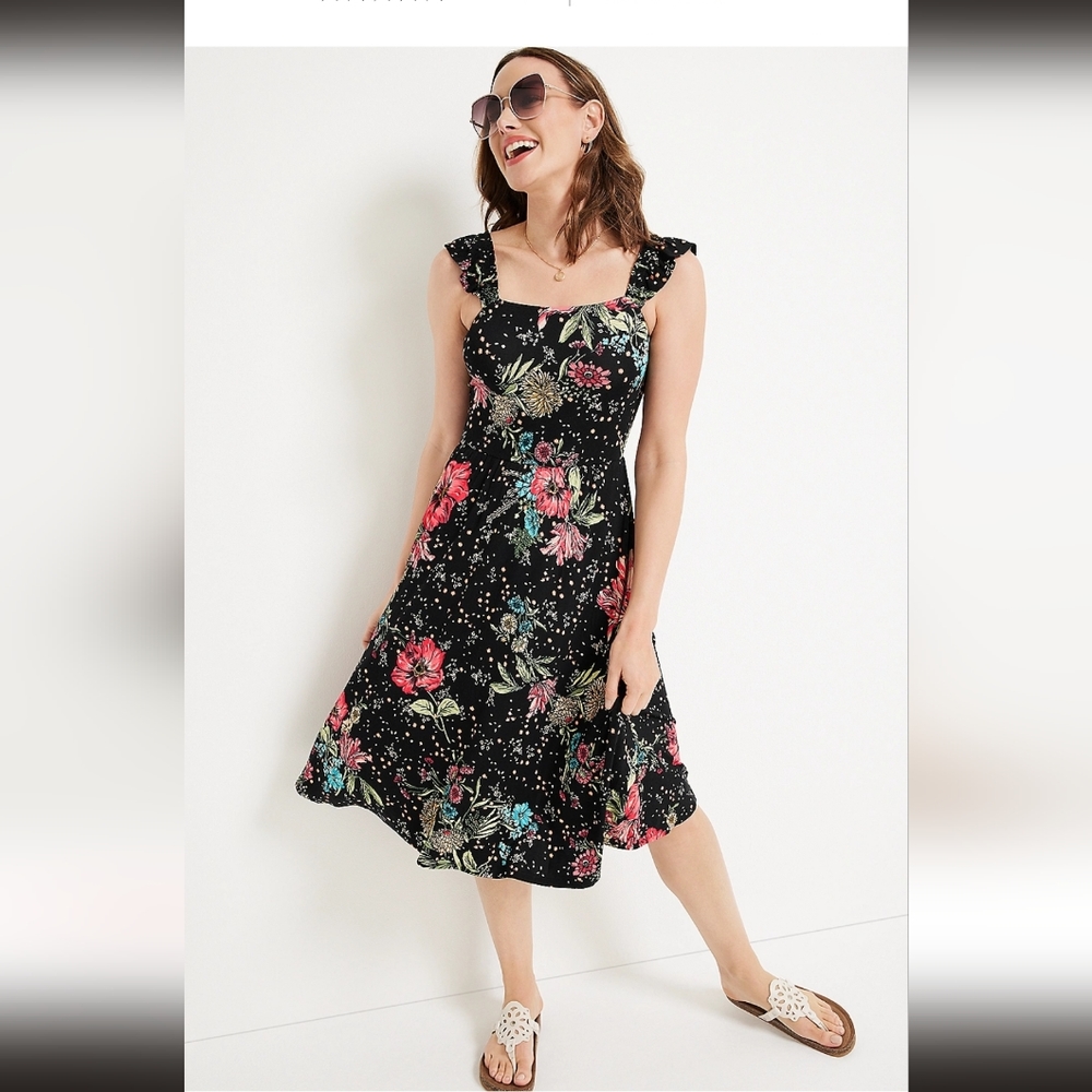 Maurices 24/7 Floral Ruffle Strap Midi Dress